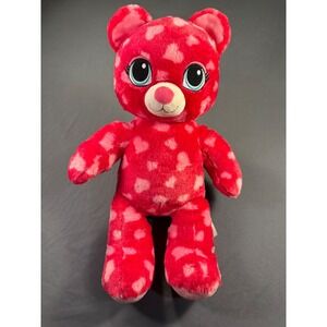 Build-A-Bear Workshop Red Pink Hearts Teddy Bear Plush Blue Eyes 16in 023289